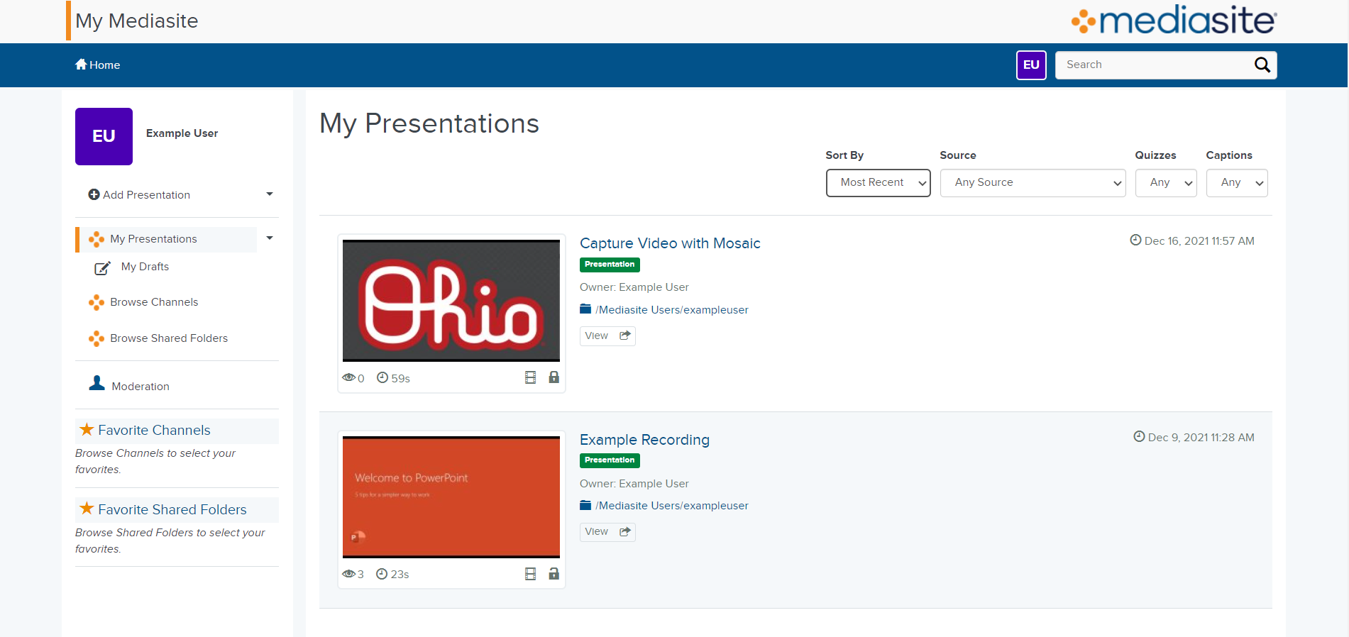 Accessing the MyMediasite Portal (for the first time) Teaching and